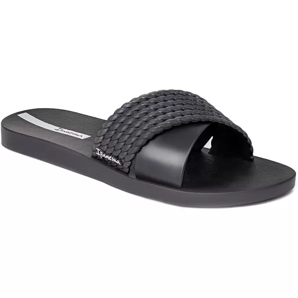 imageIpanema Womens Street II Slides  Comfortable and Trendy SlipOn Sandals Flip Flops for Women with Wide Minimalist Crisscross UpperBlackBlack