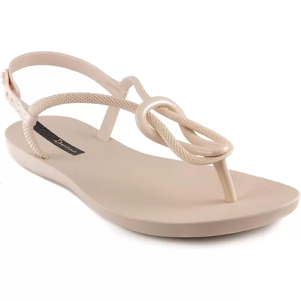 imageIpanema Womens Trendy Sandals  Comfortabe and Stylish TStrap Flat Sandals with Adjustable Ankle Strap ClosureBeigeBeige