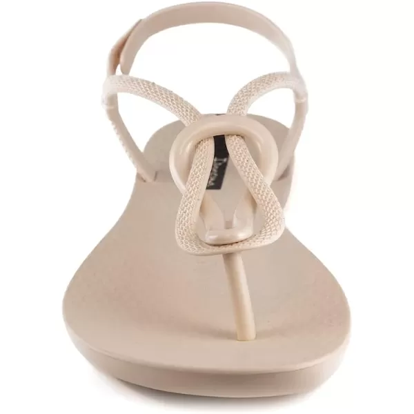 imageIpanema Womens Trendy Sandals  Comfortabe and Stylish TStrap Flat Sandals with Adjustable Ankle Strap ClosureBeigeBeige