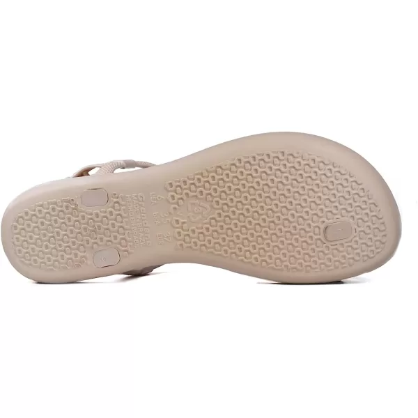 imageIpanema Womens Trendy Sandals  Comfortabe and Stylish TStrap Flat Sandals with Adjustable Ankle Strap ClosureBeigeBeige
