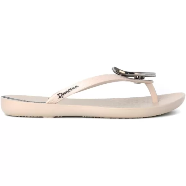 imageIpanema Womens Wave Heart Flip Flop  Comfortable amp Stylish Summer Sandal with Metallic Heart Embellishment Anatomic Footbed amp NonSlip SoleBeigeBlack