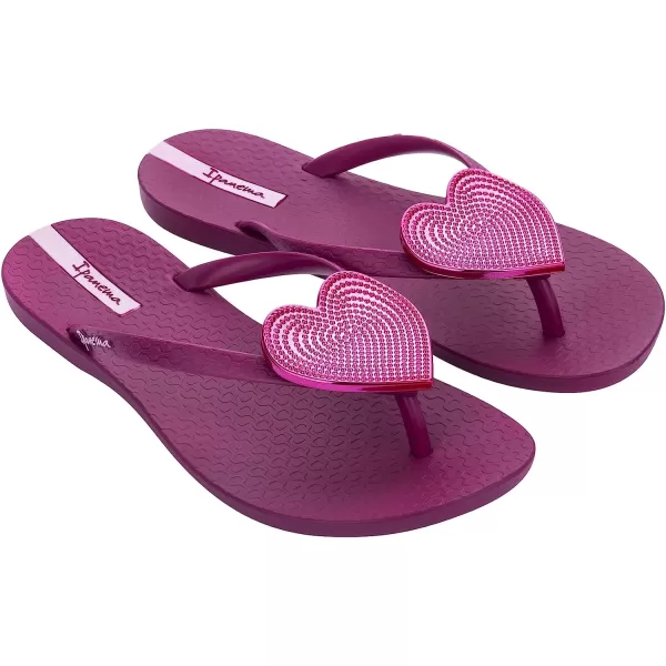 imageIpanema Womens Wave Heart Flip Flop  Comfortable amp Stylish Summer Sandal with Metallic Heart Embellishment Anatomic Footbed amp NonSlip SoleLilacPink