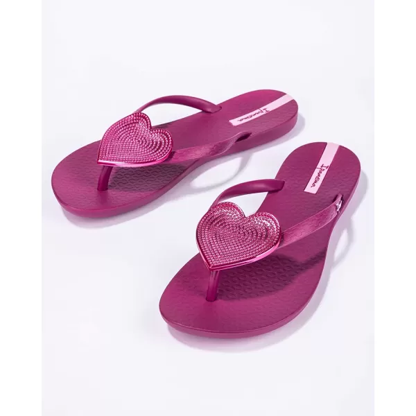 imageIpanema Womens Wave Heart Flip Flop  Comfortable amp Stylish Summer Sandal with Metallic Heart Embellishment Anatomic Footbed amp NonSlip SoleLilacPink