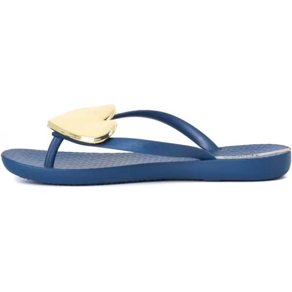 imageIpanema Womens Wave Heart Flip Flop  Comfortable amp Stylish Summer Sandal with Metallic Heart Embellishment Anatomic Footbed amp NonSlip SoleNavyGold