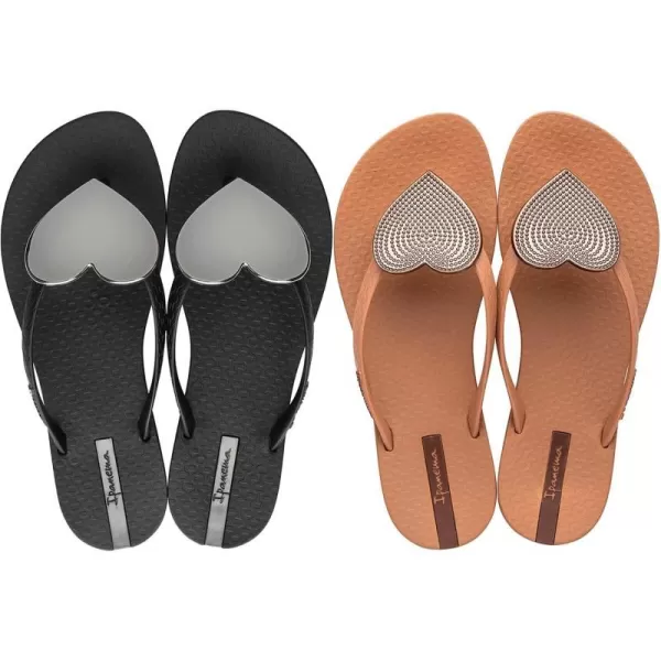 imageIpanema Wave Heart Womens Flip Flops One Black One Brown Size 8 BundleIpanema Wave Heart Womens Flip Flops One Black One Brown Size 8 Bundle