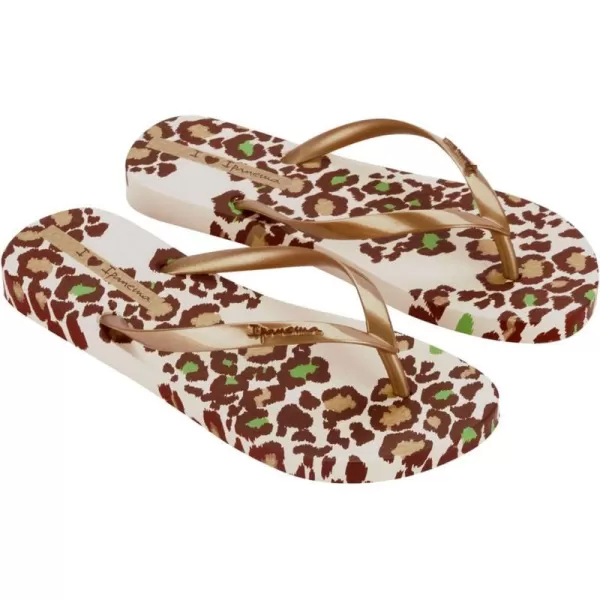 imageIpanema Womens Animal Print Flip Flops  Comfortable amp Trendy Summer Sandals with Animal Print Anatomic Footbed amp NonSlip SoleBeigeGold