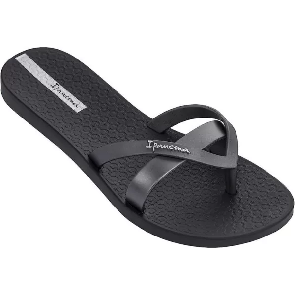 imageIpanema Womens Class Wish II Sandals  Comfortable and Trendy Strappy Sandals for Women with Metallic Snakeskin Texture and Adjustable Ankle StrapBlackSilver