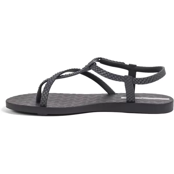 imageIpanema Womens Class Wish II Sandals  Comfortable and Trendy Strappy Sandals for Women with Metallic Snakeskin Texture and Adjustable Ankle StrapBlackDark Grey