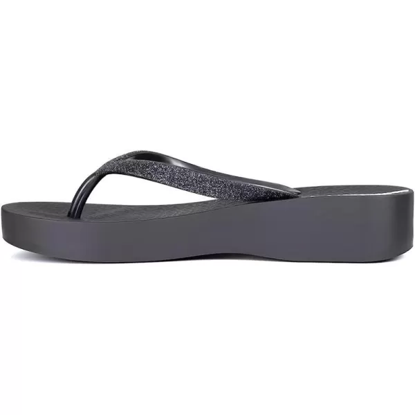imageIpanema Womens Mesh Chic Platform Flip Flops  Comfortable and Trendy Summer Platform Sandals with Glittery Straps Anatomic Footbed amp NonSlip SoleBlackGlitter Black