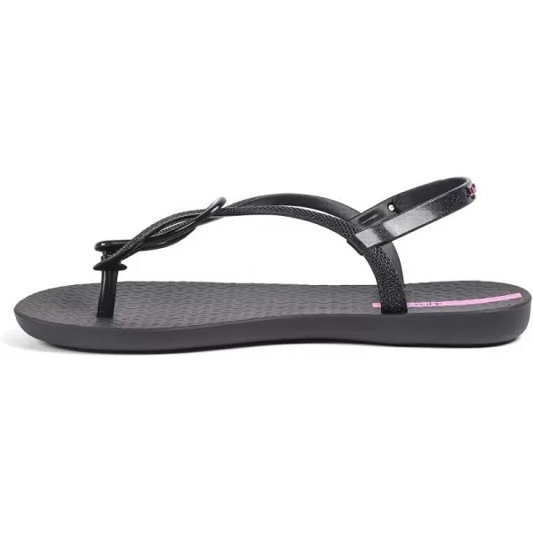 imageIpanema Womens Trendy Sandals  Comfortabe and Stylish TStrap Flat Sandals with Adjustable Ankle Strap ClosureBlackBlackLilac