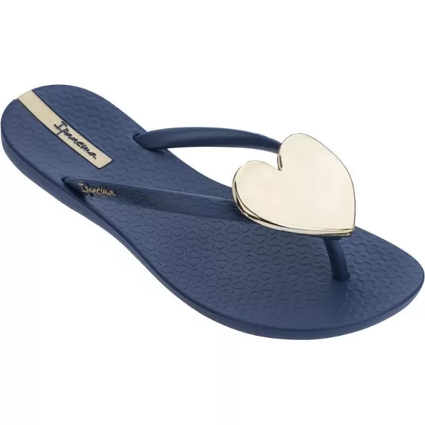 imageIpanema Womens Wave Heart Flip Flop  Comfortable amp Stylish Summer Sandal with Metallic Heart Embellishment Anatomic Footbed amp NonSlip SoleNavyGold
