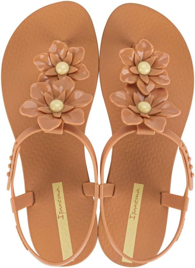 imageIpanema Duo Flowers Fem Womens Sandals  Comfy Open Toe Sandals for Women Thong Sandals wTStrap Adjustable Ankle Strap Floral Design Dressy Sandals Summer Dress SandalsBrownYellow