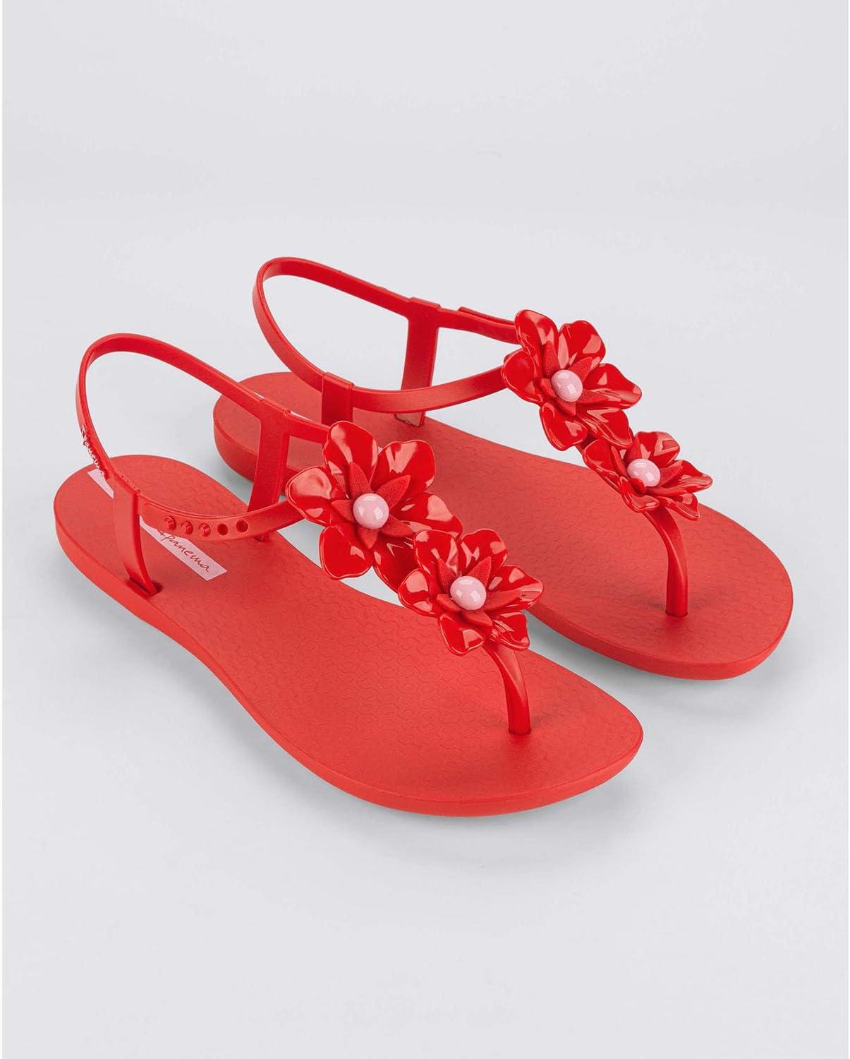 imageIpanema Duo Flowers Fem Womens Sandals  Comfy Open Toe Sandals for Women Thong Sandals wTStrap Adjustable Ankle Strap Floral Design Dressy Sandals Summer Dress SandalsRedPink