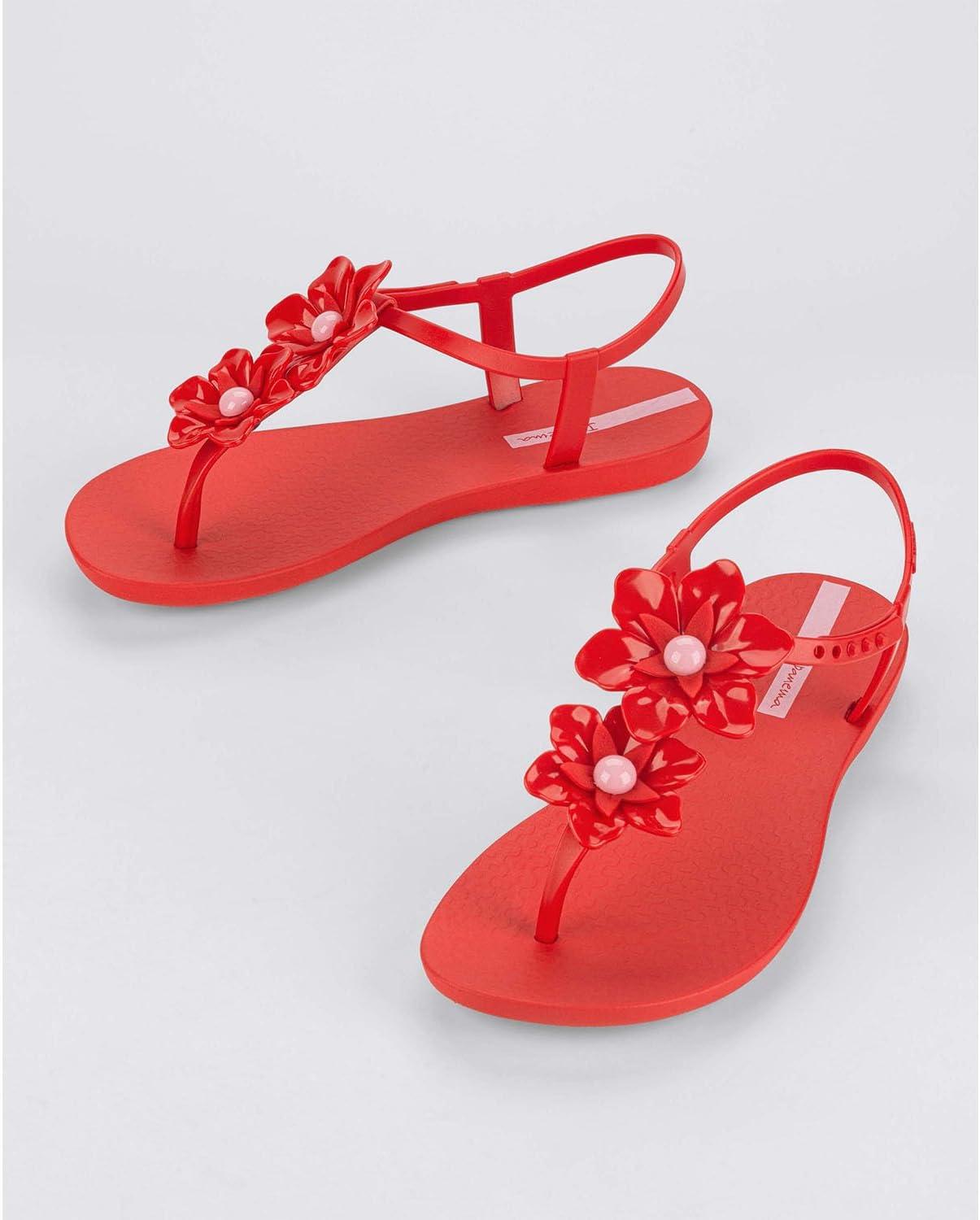 imageIpanema Duo Flowers Fem Womens Sandals  Comfy Open Toe Sandals for Women Thong Sandals wTStrap Adjustable Ankle Strap Floral Design Dressy Sandals Summer Dress SandalsRedPink