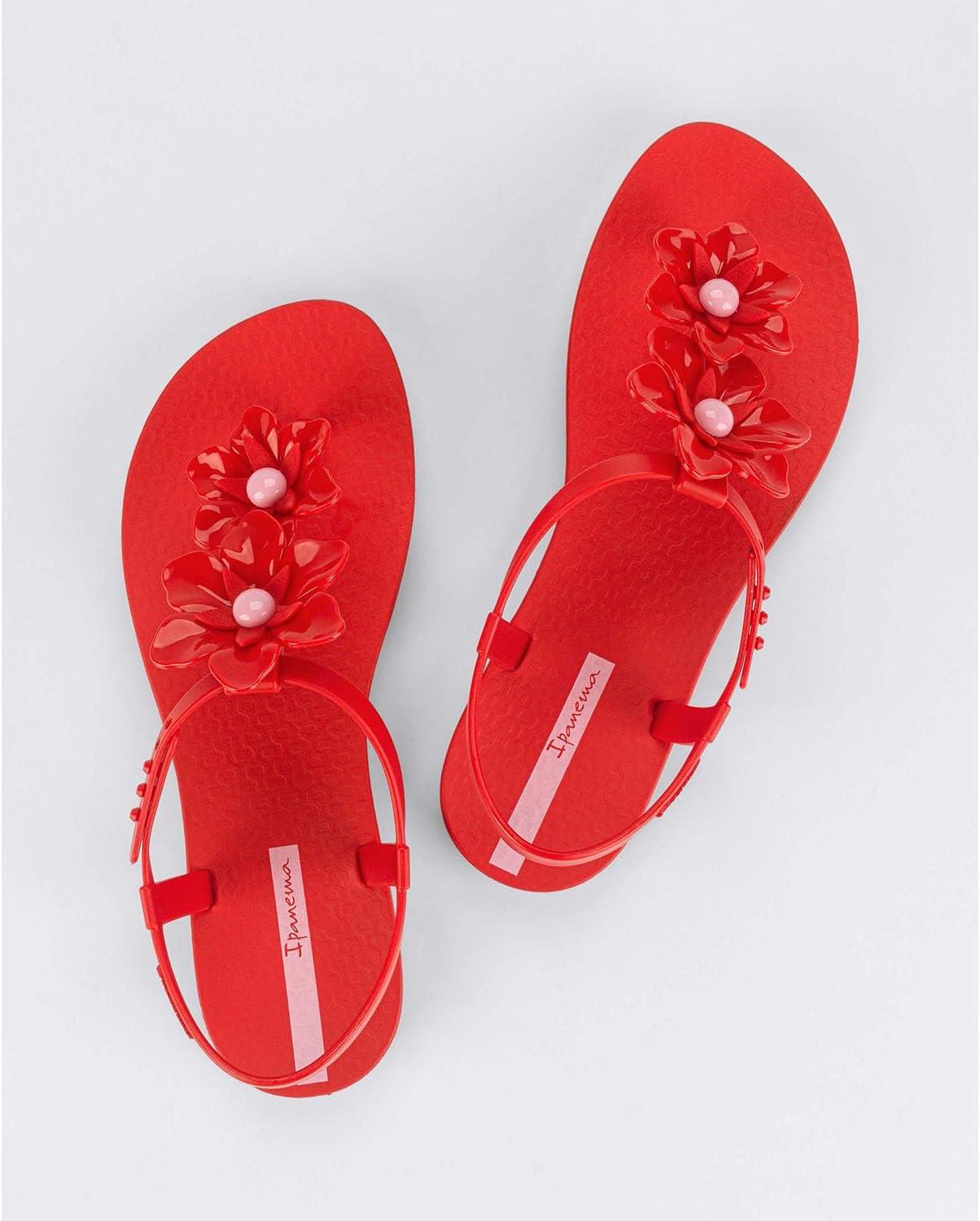 imageIpanema Duo Flowers Fem Womens Sandals  Comfy Open Toe Sandals for Women Thong Sandals wTStrap Adjustable Ankle Strap Floral Design Dressy Sandals Summer Dress SandalsRedPink