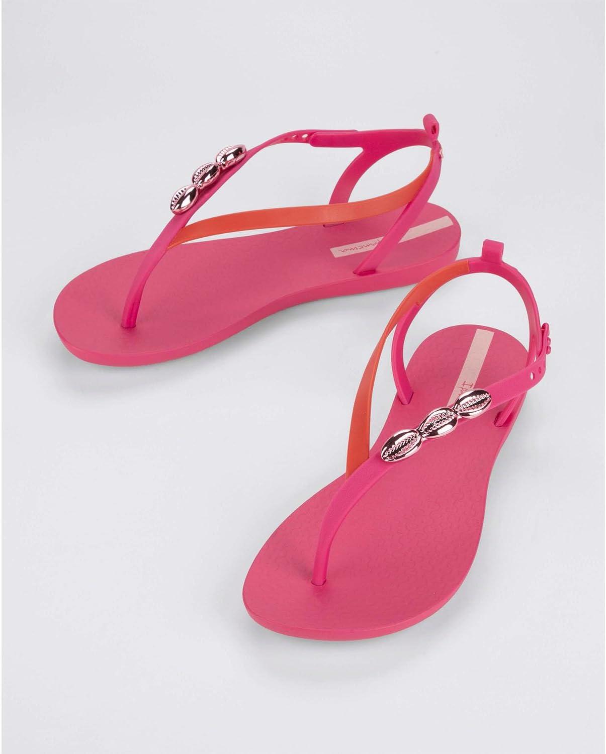 imageIpanema Salty Womens Sandals  Lace Up Sandals for Women Dressy Sandals with Sea Shells TStrap Thong Sandals Tie Up Sandals Flat Sandals Summer Dress Sandals ComfortablePinkRed