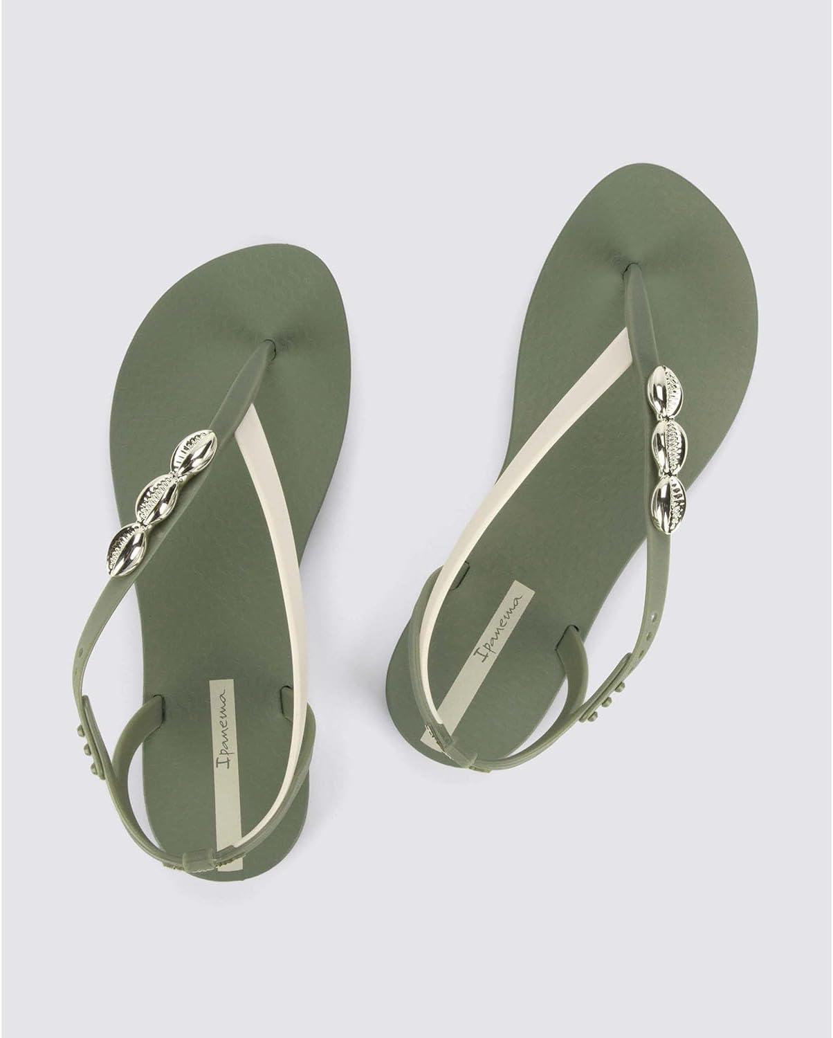 imageIpanema Salty Womens Sandals  Lace Up Sandals for Women Dressy Sandals with Sea Shells TStrap Thong Sandals Tie Up Sandals Flat Sandals Summer Dress Sandals ComfortableGreenBeigeSilver