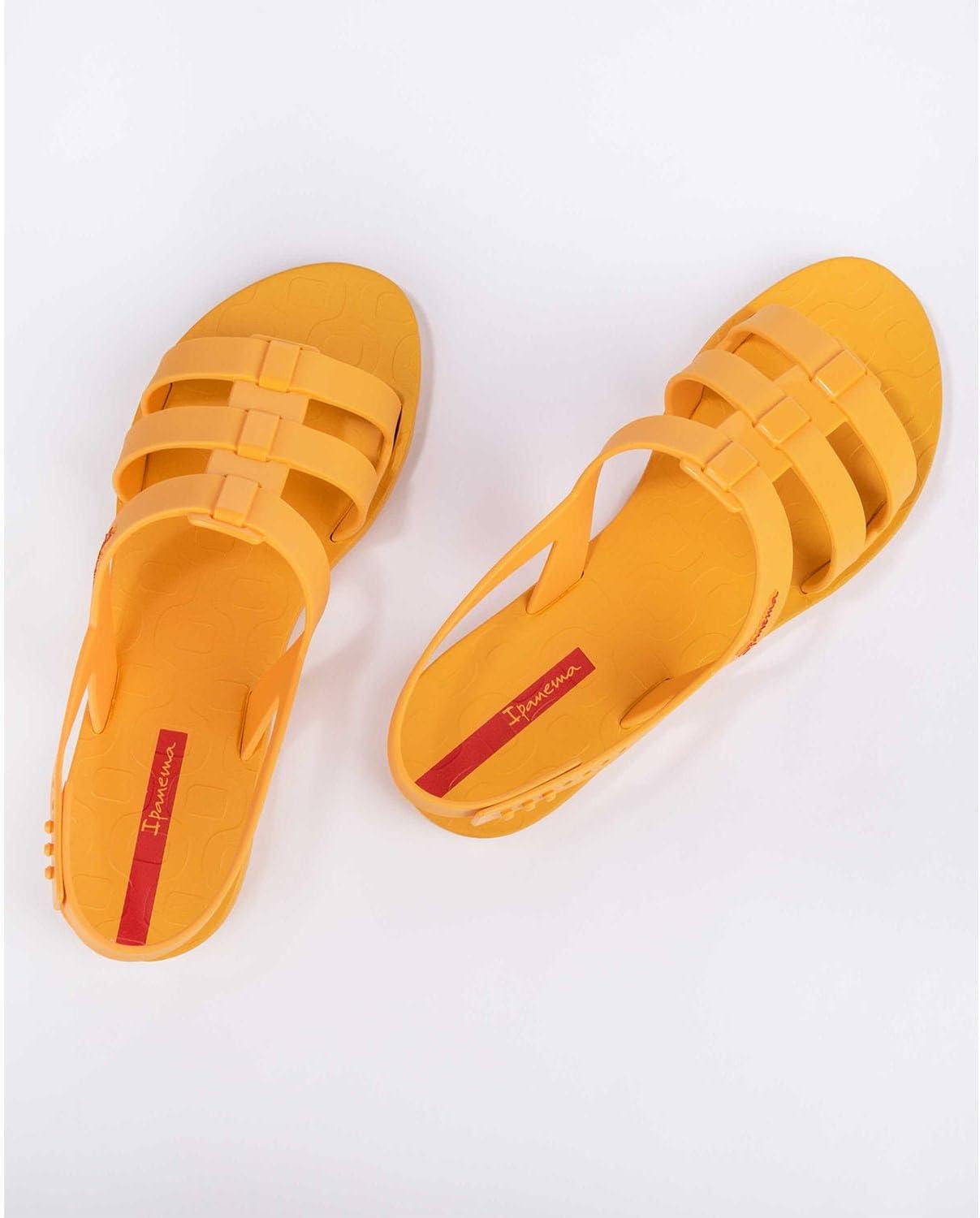 imageIpanema Style Womens Sandals  Flat Sandals with Adjustable Back Strap Strappy Sandals for Women PVC Sandals for Women Water Resistant Shoes Easy to CleanYellowYellow