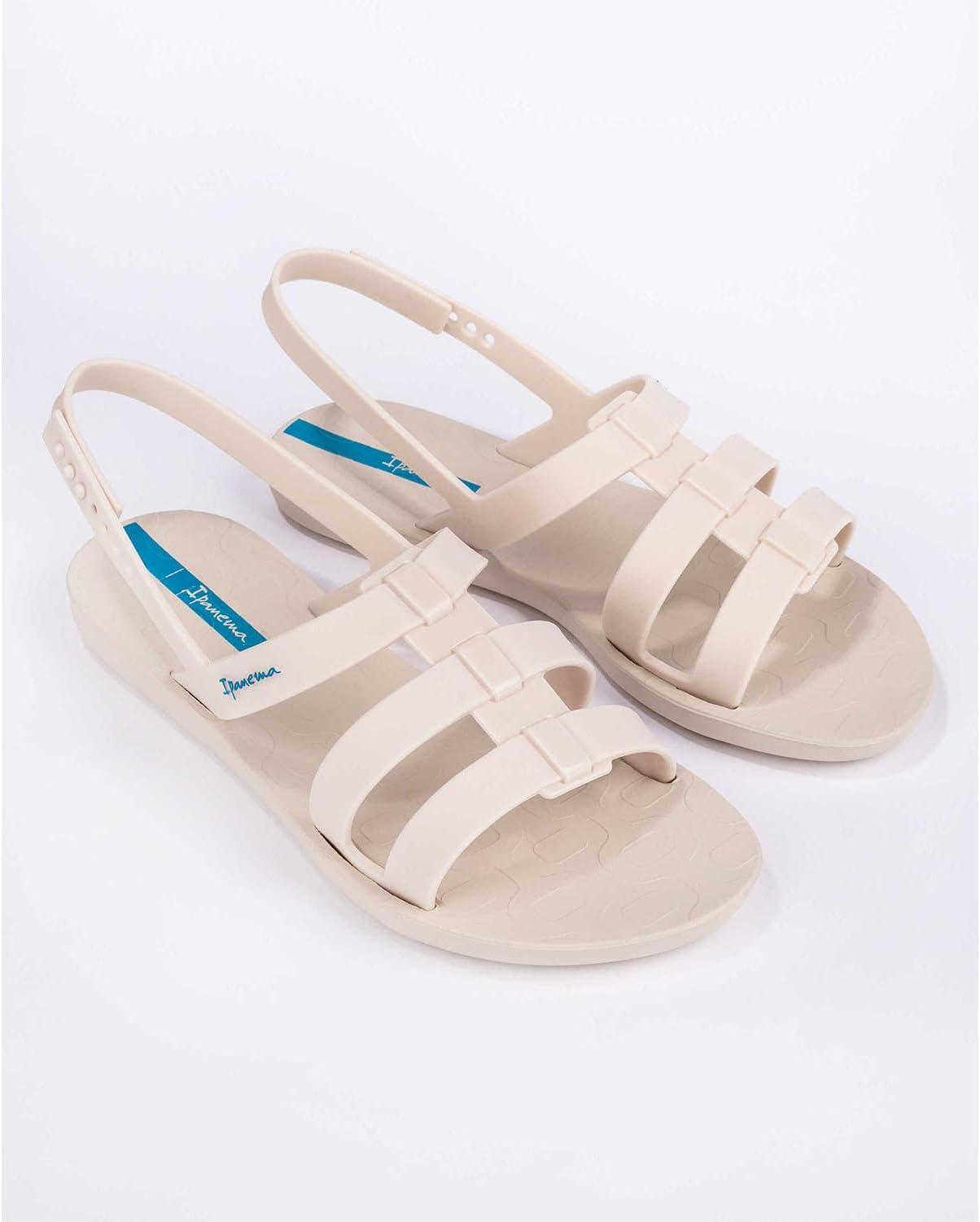 imageIpanema Style Womens Sandals  Flat Sandals with Adjustable Back Strap Strappy Sandals for Women PVC Sandals for Women Water Resistant Shoes Easy to CleanBeigeBeige