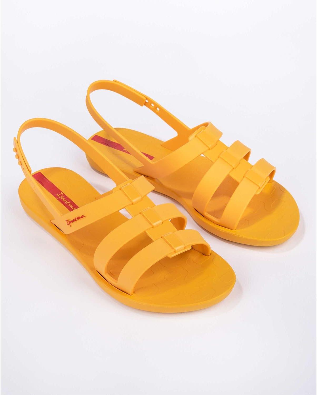 imageIpanema Style Womens Sandals  Flat Sandals with Adjustable Back Strap Strappy Sandals for Women PVC Sandals for Women Water Resistant Shoes Easy to CleanYellowYellow