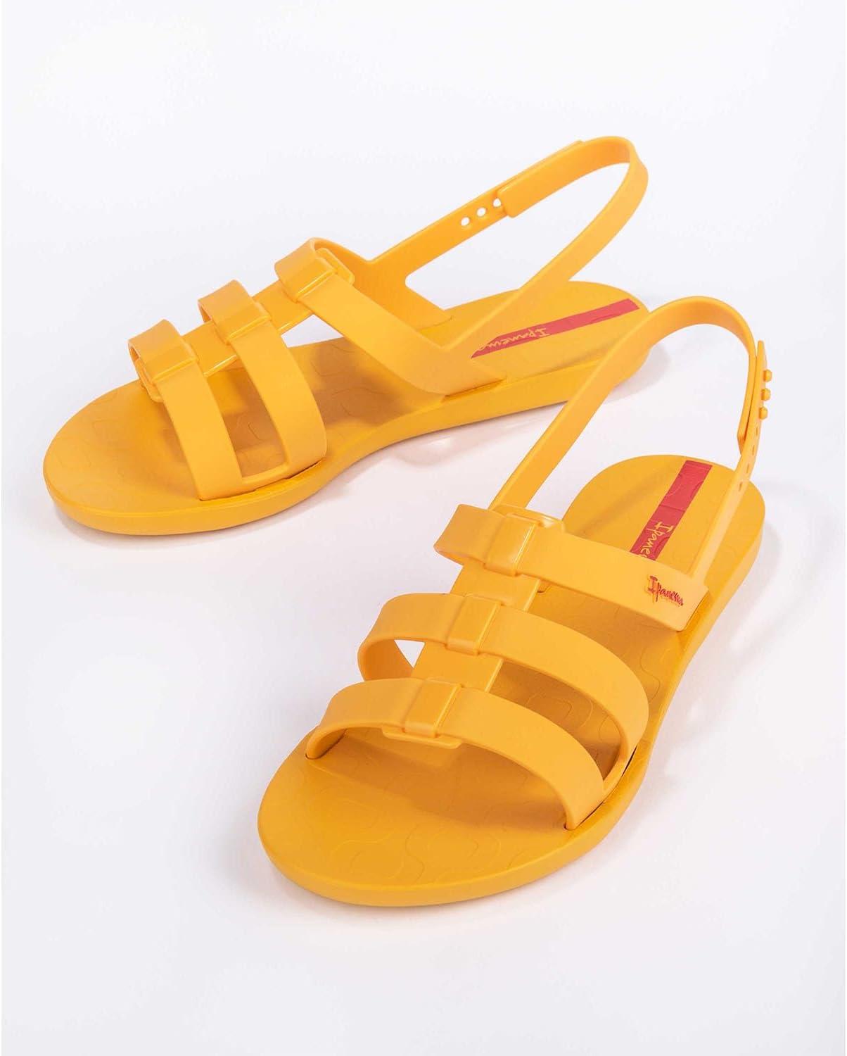 imageIpanema Style Womens Sandals  Flat Sandals with Adjustable Back Strap Strappy Sandals for Women PVC Sandals for Women Water Resistant Shoes Easy to CleanYellowYellow