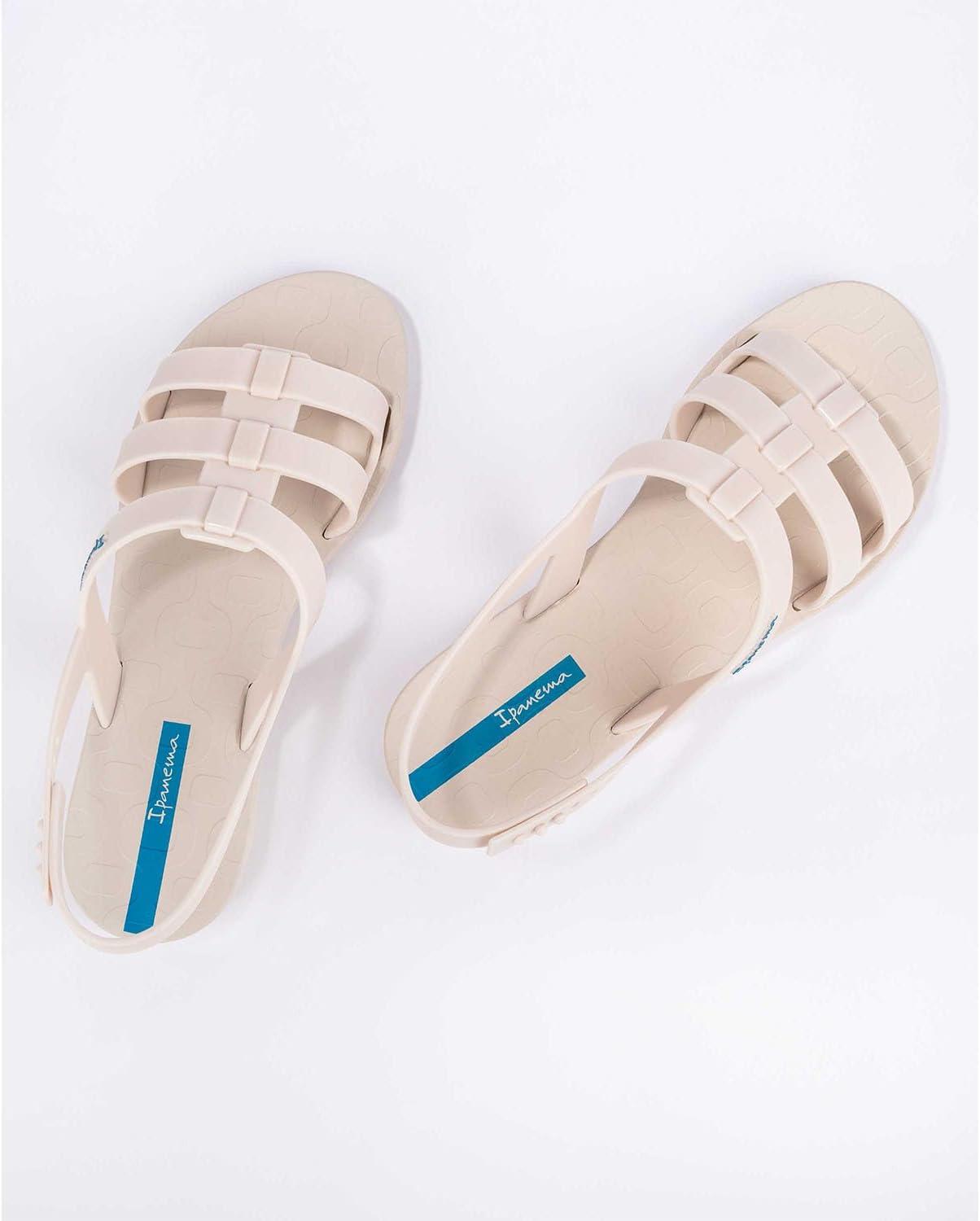 imageIpanema Style Womens Sandals  Flat Sandals with Adjustable Back Strap Strappy Sandals for Women PVC Sandals for Women Water Resistant Shoes Easy to CleanBeigeBeige