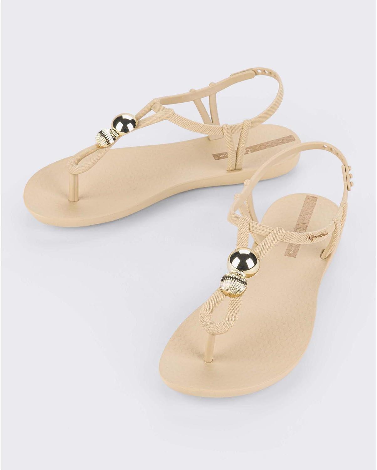 imageIpanema Womens Disco Collection  Fashionable Comfortable Versatile ampamp EcoFriendly Summer FootwearClass Spheres  BeigeGold