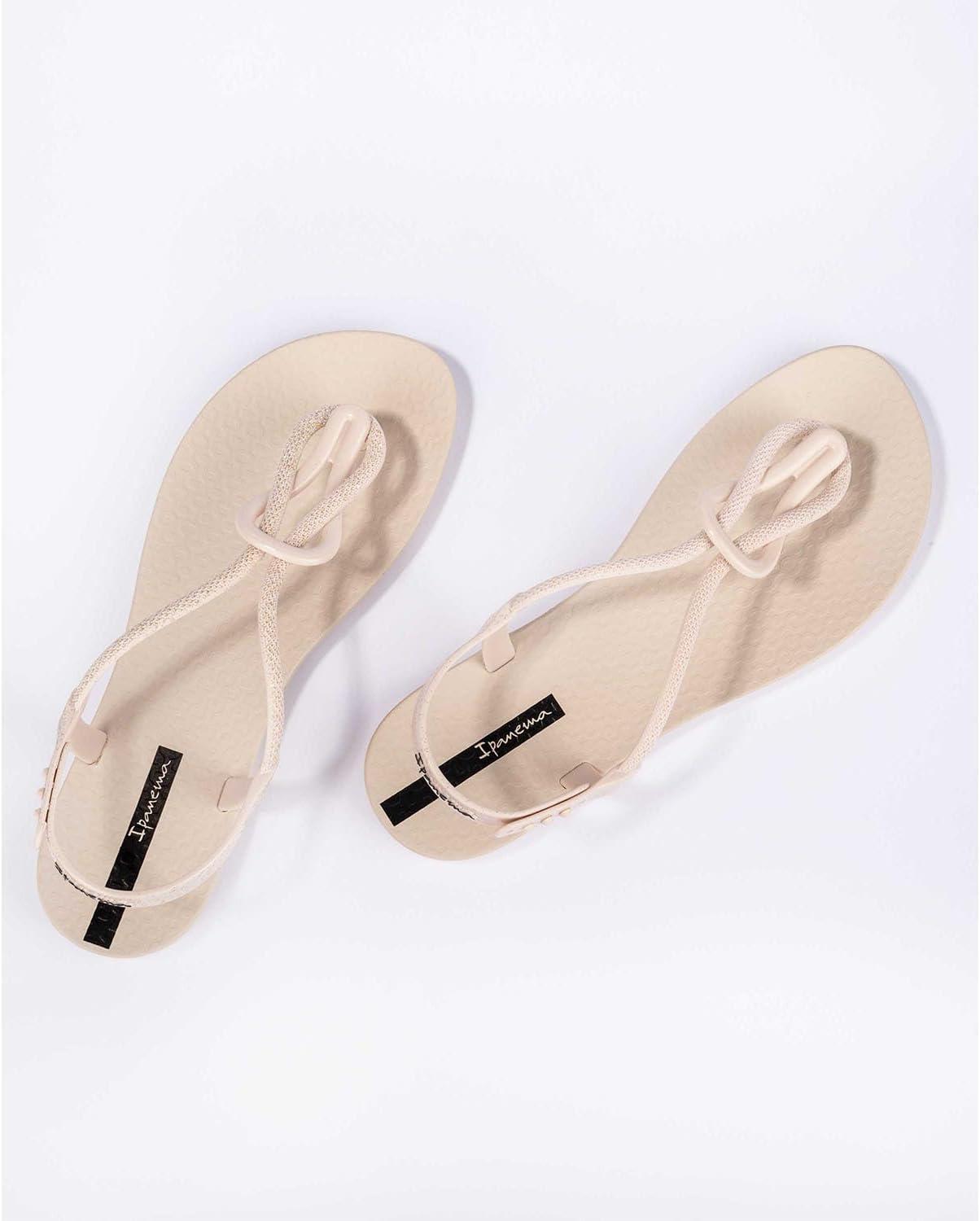 imageIpanema Womens Trendy Sandals  Comfortabe and Stylish TStrap Flat Sandals with Adjustable Ankle Strap ClosureTrendy Fem  BeigeBeige
