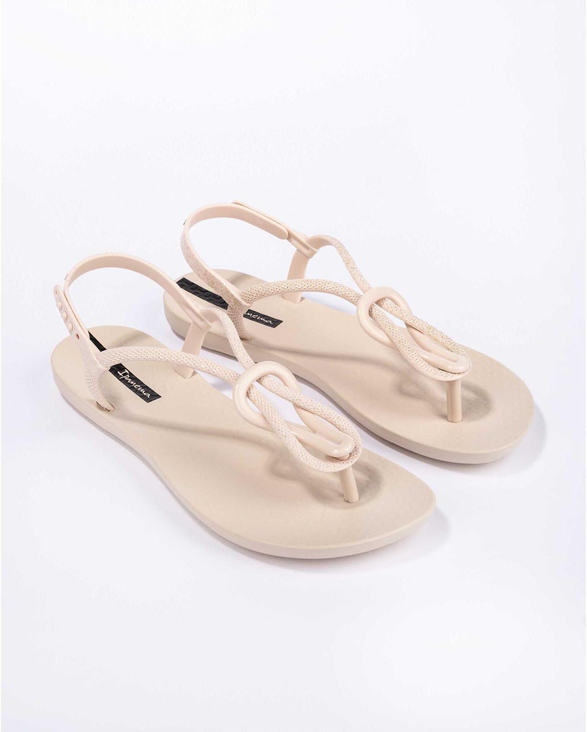 imageIpanema Womens Trendy Sandals  Comfortabe and Stylish TStrap Flat Sandals with Adjustable Ankle Strap ClosureTrendy Fem  BeigeBeige