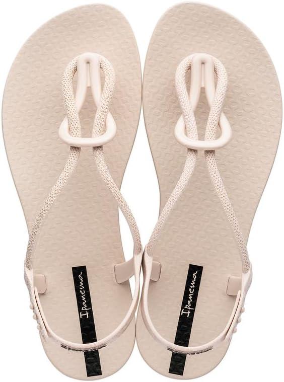 imageIpanema Womens Trendy Sandals  Comfortabe and Stylish TStrap Flat Sandals with Adjustable Ankle Strap ClosureTrendy Fem  BeigeBeige