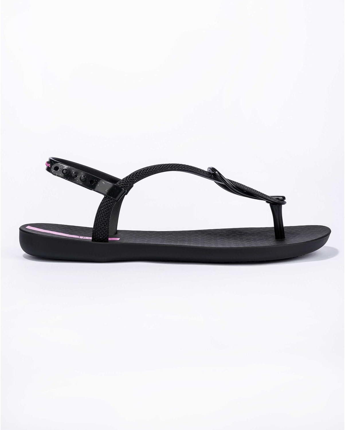 imageIpanema Womens Trendy Sandals  Comfortabe and Stylish TStrap Flat Sandals with Adjustable Ankle Strap ClosureTrendy Fem  BlackBlackLilac
