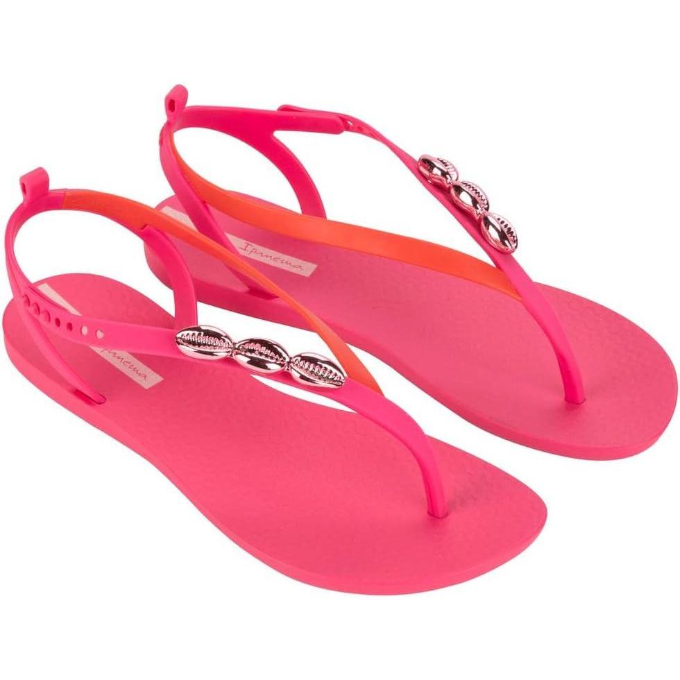 imageIpanema Salty Womens Sandals  Lace Up Sandals for Women Dressy Sandals with Sea Shells TStrap Thong Sandals Tie Up Sandals Flat Sandals Summer Dress Sandals ComfortablePinkRed
