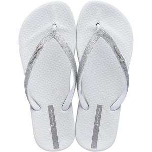 imageIpanema Ana Collection Flip Flops for Women Cute Comfortable Brazilian Beach SandalsWhiteSilver