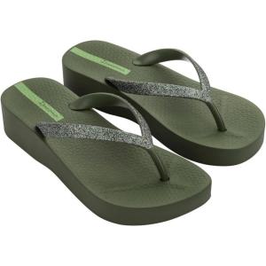 imageIpanema Womens Mesh Chic Platform Flip Flops  Comfortable and Trendy Summer Platform Sandals with Glittery Straps Anatomic Footbed ampamp NonSlip SoleGreenGlitter