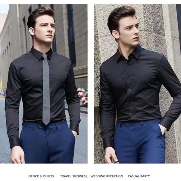 Beninos Mens Classic Button Down Dress Shirt Regular FitBlack