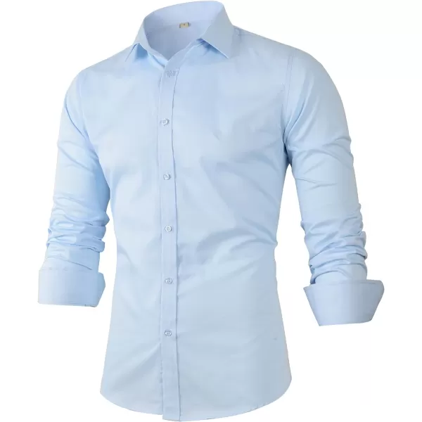 Beninos Mens Classic Button Down Dress Shirt Regular FitLight Blue