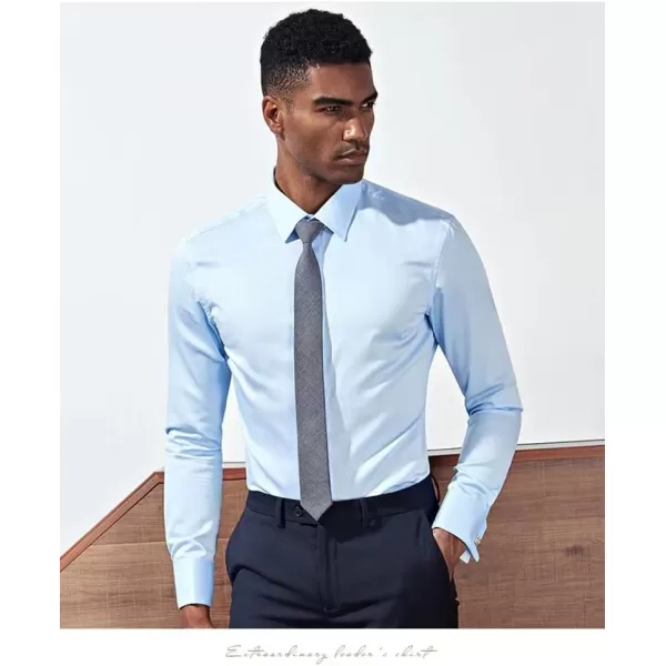 Beninos Mens Classic Button Down Dress Shirt Regular FitLight Blue
