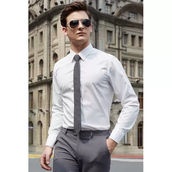 Beninos Mens Classic Button Down Dress Shirt Regular FitWhite