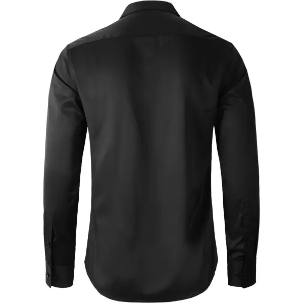 Beninos Mens Long Sleeve Slim Fit Dress ShirtsBblack