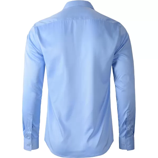 Beninos Mens Long Sleeve Slim Fit Dress ShirtsBlight Blue