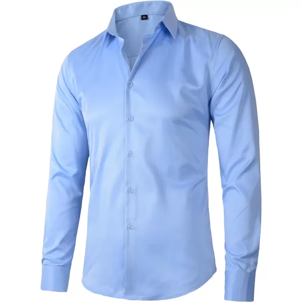 Beninos Mens Long Sleeve Slim Fit Dress ShirtsBlight Blue