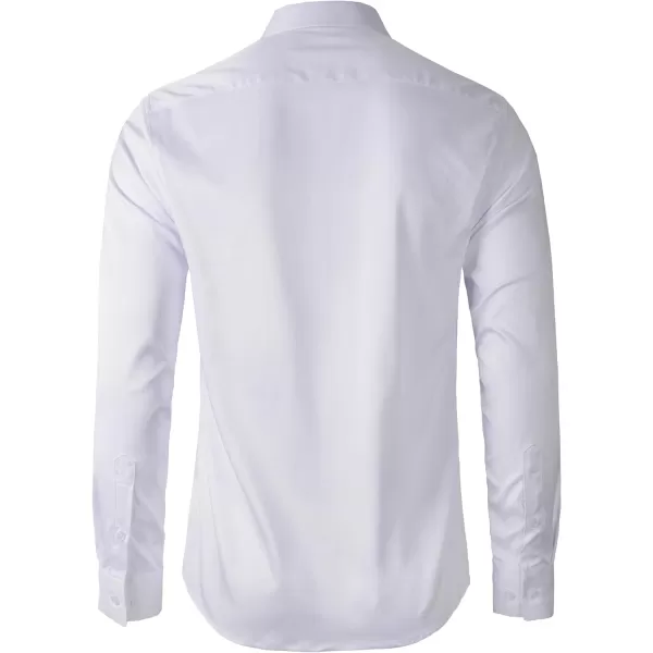 Beninos Mens Long Sleeve Slim Fit Dress ShirtsBwhite