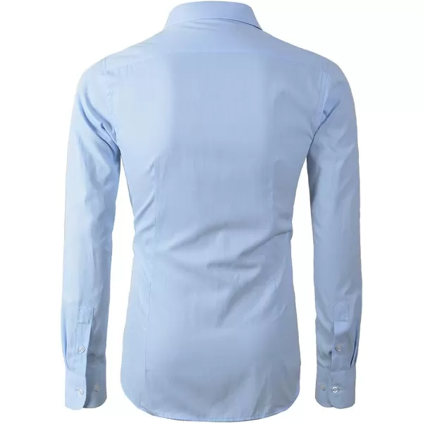 Beninos Mens Long Sleeve Slim Fit Dress ShirtsLight Blue