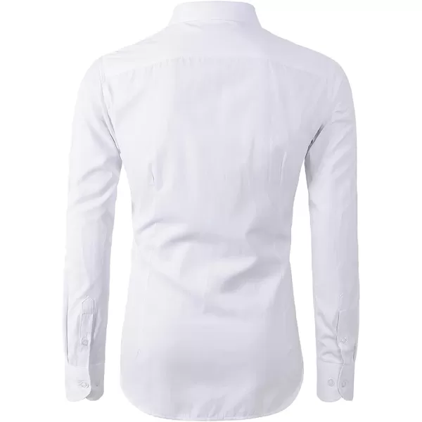 Beninos Mens Long Sleeve Slim Fit Dress ShirtsWhite