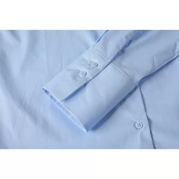 Beninos Womens Button Down Shirt Casual Long Sleeve Loose Fit Collared Work Blouse TopsLight Blue