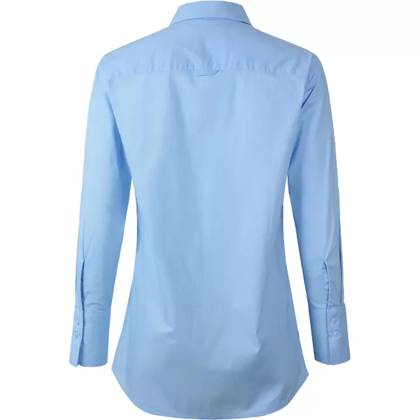 Beninos Womens Button Down Shirt Casual Long Sleeve Loose Fit Collared Work Blouse TopsLight Blue