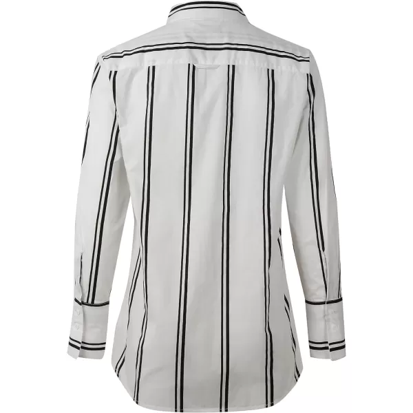 Beninos Womens Button Down Shirt Casual Long Sleeve Loose Fit Collared Work Blouse TopsStripe Beige