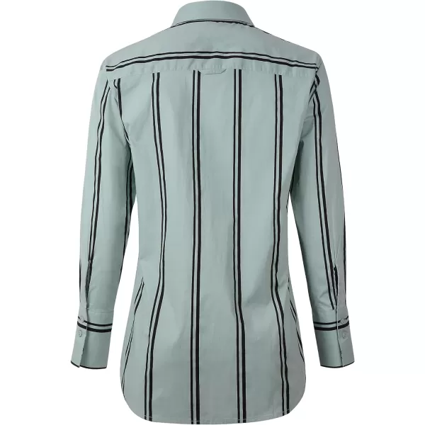 Beninos Womens Button Down Shirt Casual Long Sleeve Loose Fit Collared Work Blouse TopsStripe Green