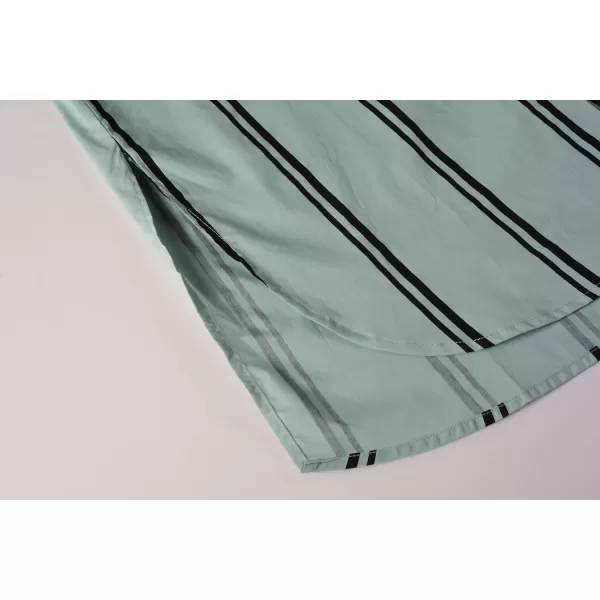 Beninos Womens Button Down Shirt Casual Long Sleeve Loose Fit Collared Work Blouse TopsStripe Green