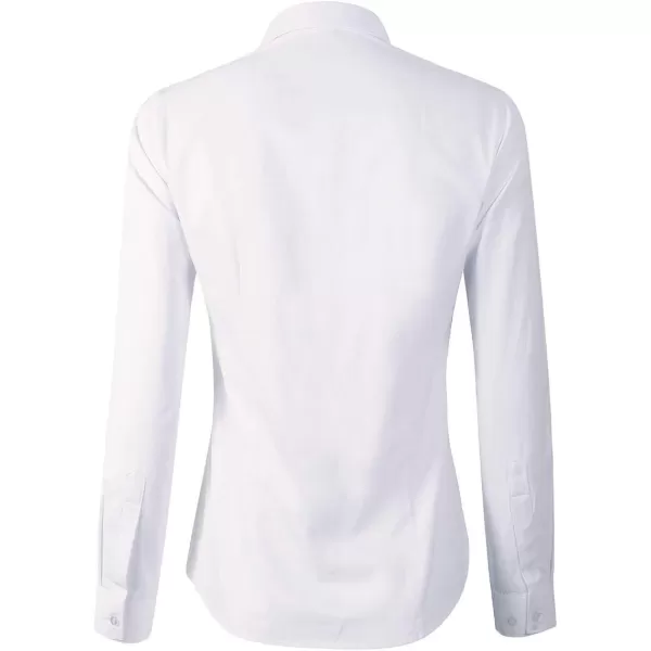 Womens Basic Long Sleeve Button Down Shirt Work WearWhite